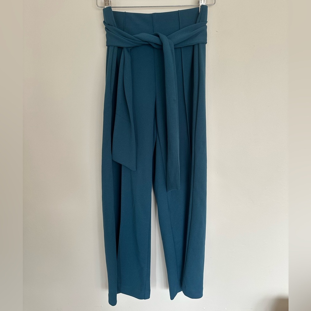 Jules & Leopold Tie Waist Wide Leg Pants Teal Size S EUC
